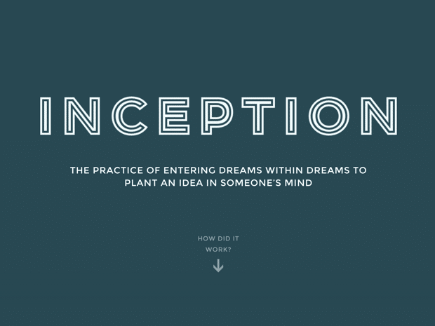 Visual Storytelling Example: Inception