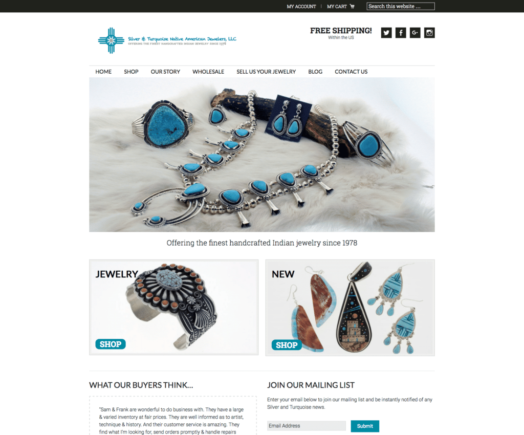 Silver & Turquoise Jewelry - Template eCommerce Website by imFORZA